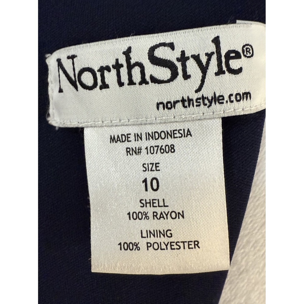 Shift Dress Navy Knee Sleeveless Sz 10 NorthStyle Ethnic Inspired 90's Mom Y2K - Picture 8 of 16